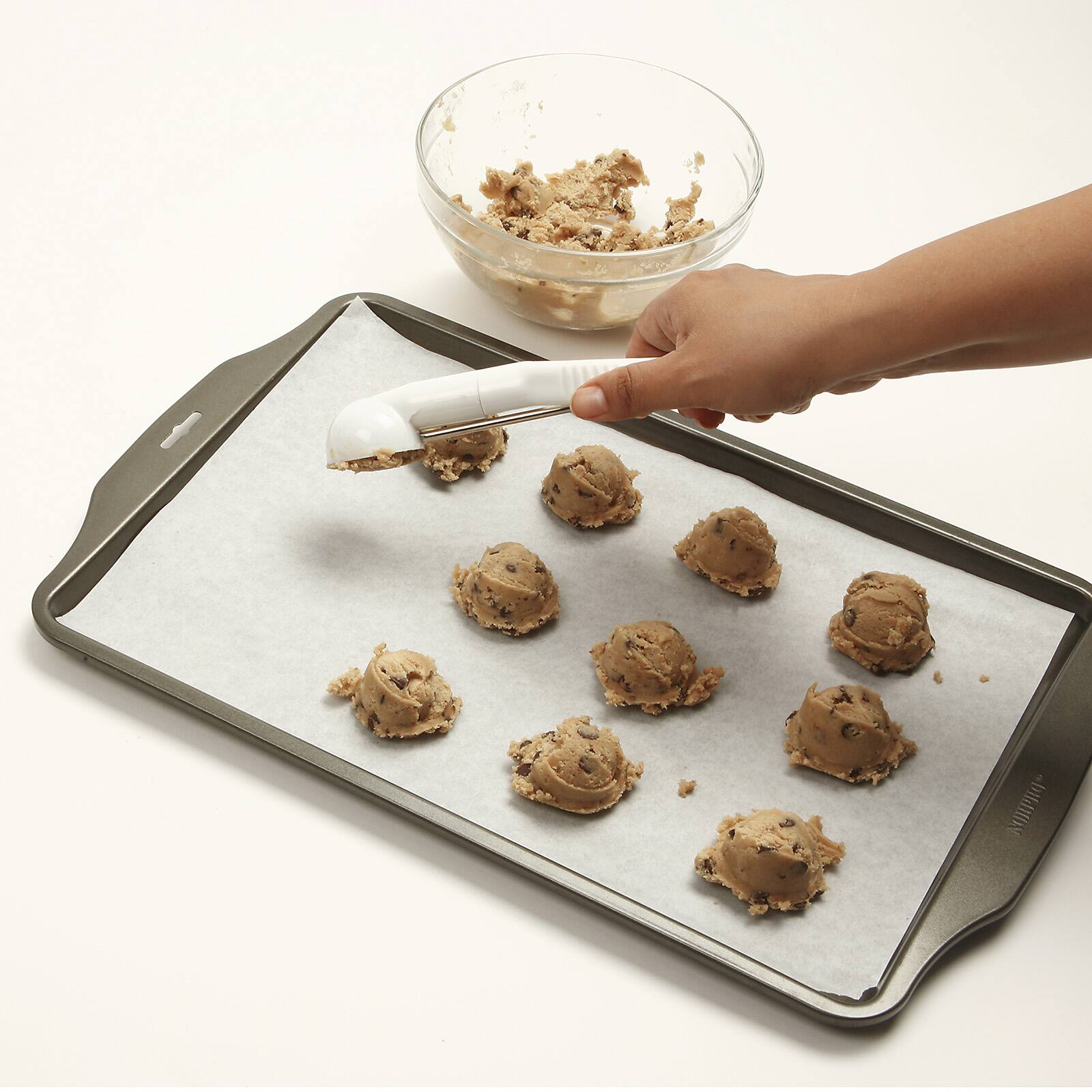 Alt View 4. Norpro - Ice Cream and Cookie Scoop – White Handle, Spring Action Release - White.