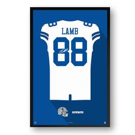 Sporticulture - CeeDee Lamb Dallas Cowboys 14" x 20" Framed Jersey Print - White