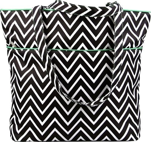 Front Standard. Studio C - Getting Ziggy with It Southport Laptop Tote - Black.