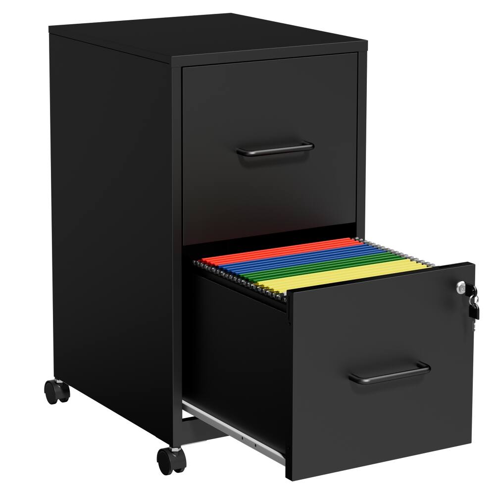 Alt View 8. Loheer - Loheer 2 Drawer File Cabinet Under Desk Metal Filing Cabinet Lockable Black.