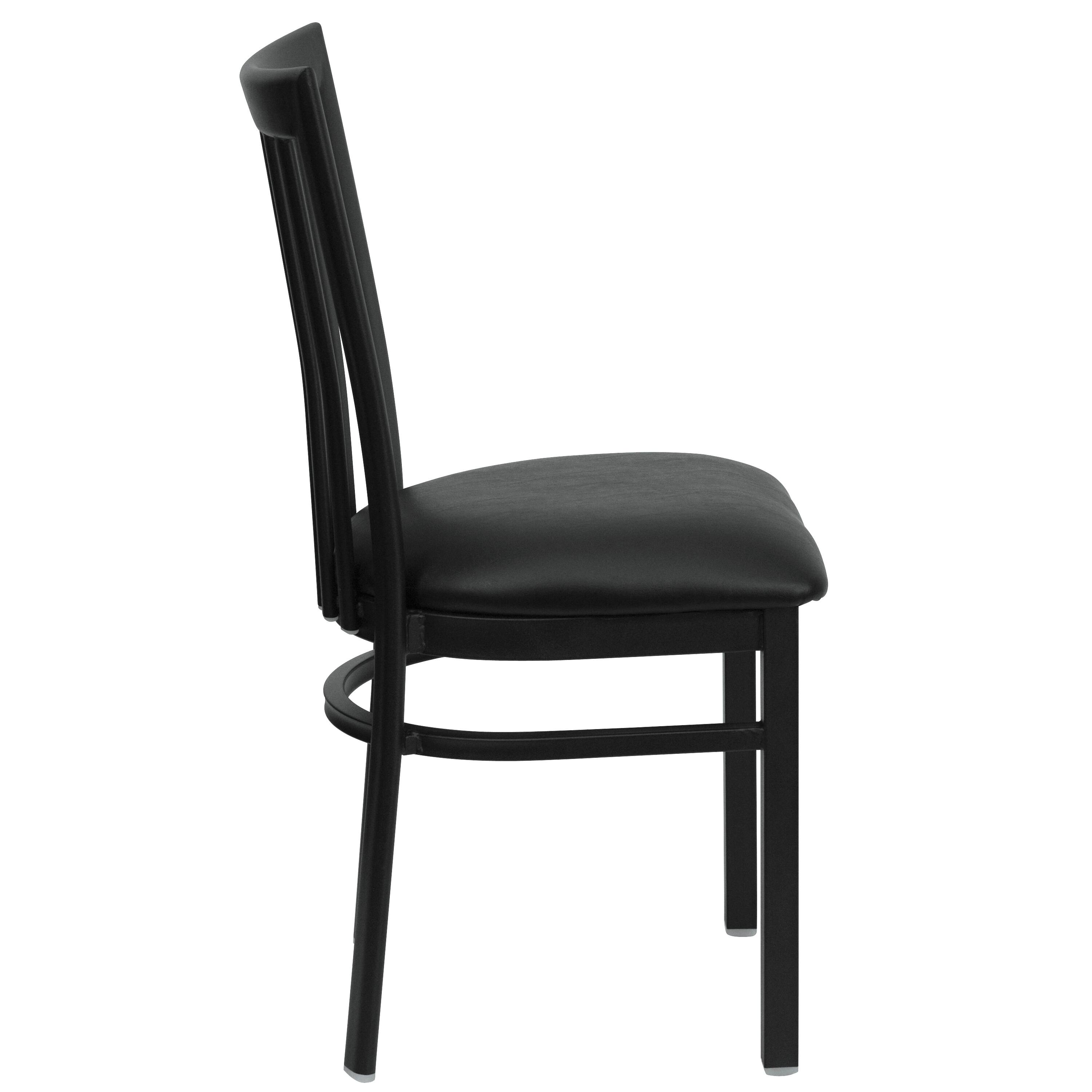 Alt View 6. Emma + Oliver - School House Back Metal Restaurant Dining Chair - Black Vinyl Seat/Black Metal Frame.