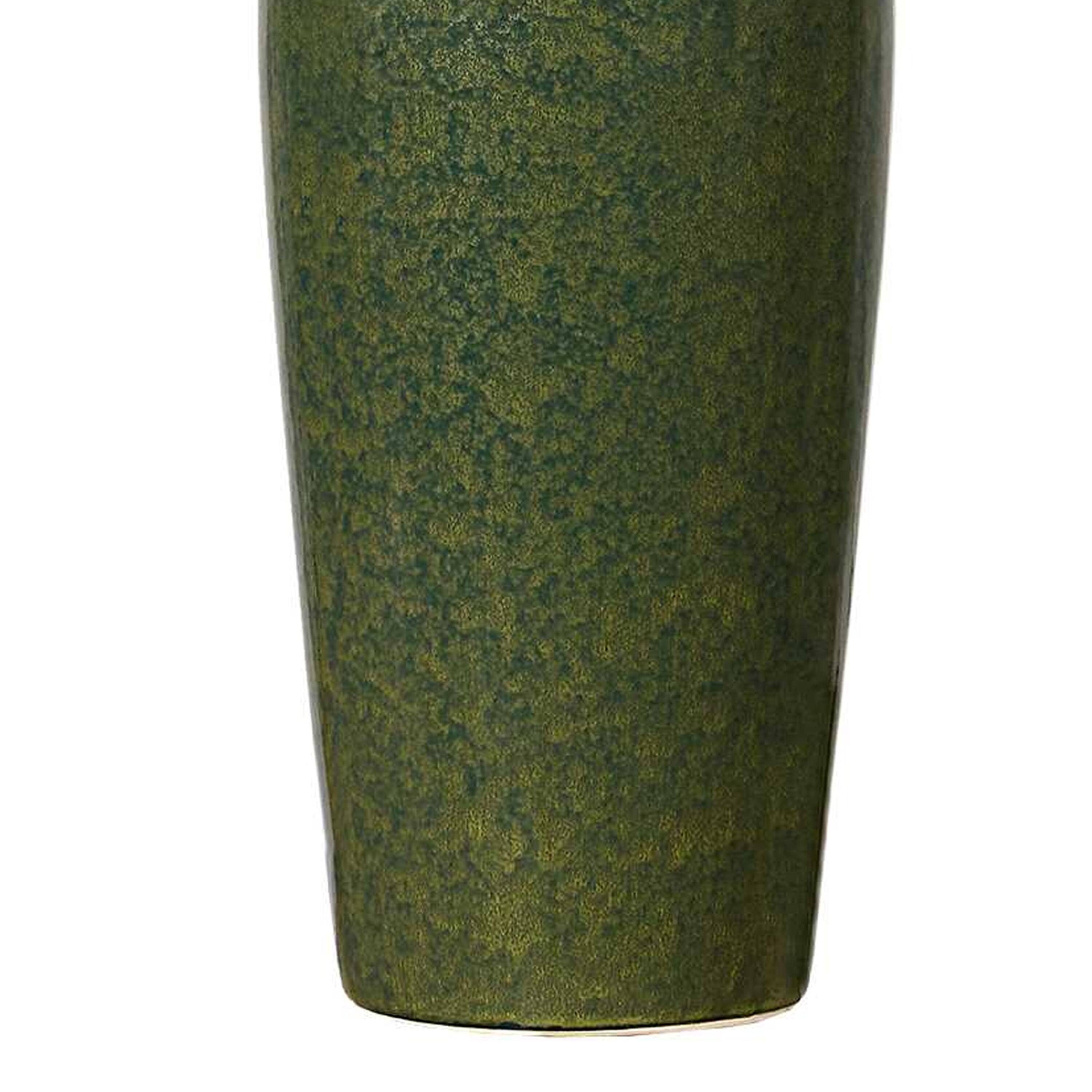 Left. Manhattan Lane - Table Lamp, Linen Shade, Ceramic 28 Inch - Emerald Green, Beige.