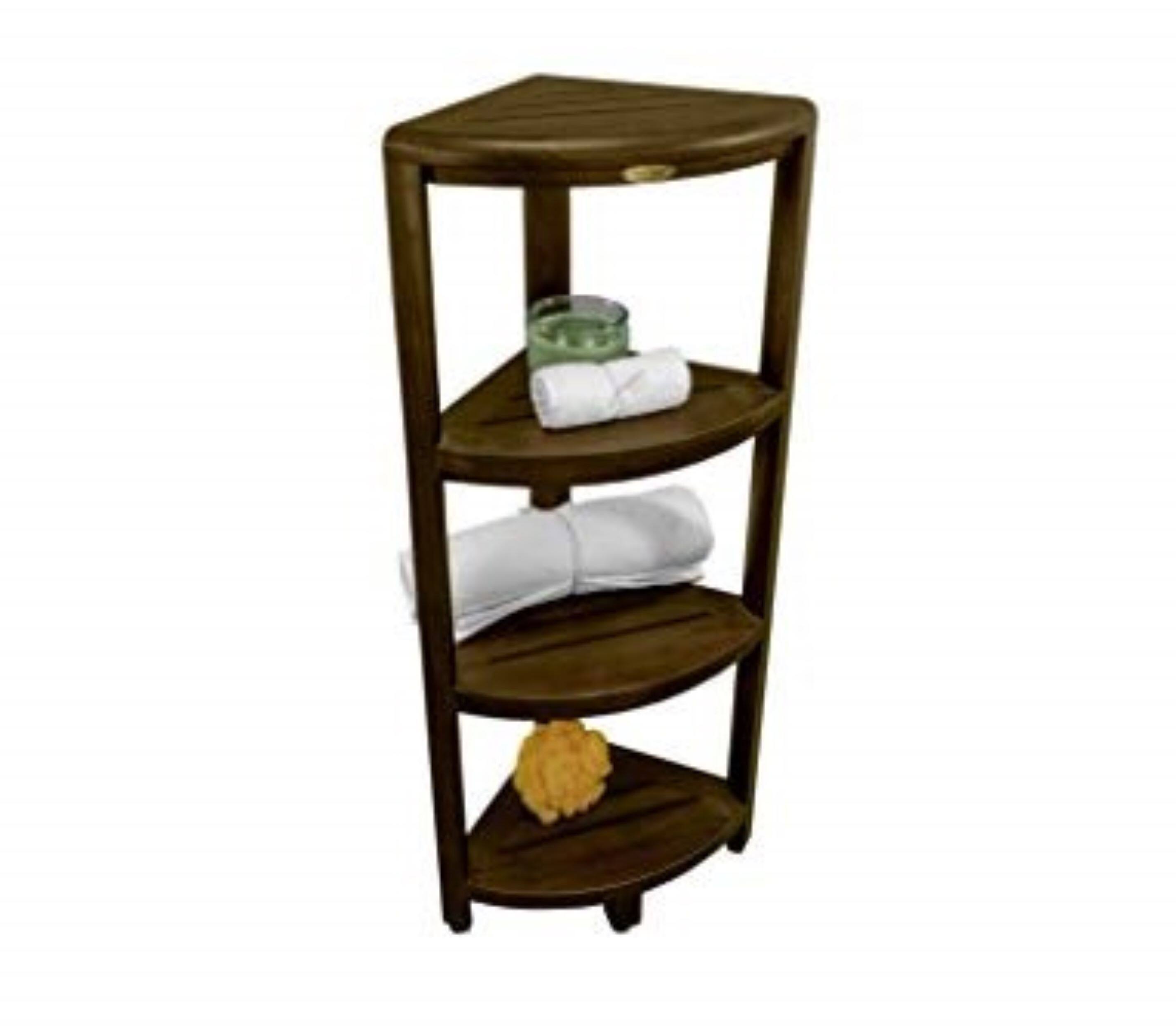 Back. DecoTeak - DecoTeak SnazzyCorner 38" Teak Wood 4-Tier Corner Shelf in Woodland Brown Finish - Woodland Brown.