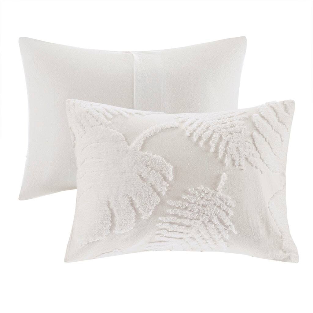 Alt View 4. Gracie Mills - Gracie Mills Domenic 3-Piece Coastal Breeze Tufted Cotton Chenille Palm Comforter Set - Off-White.