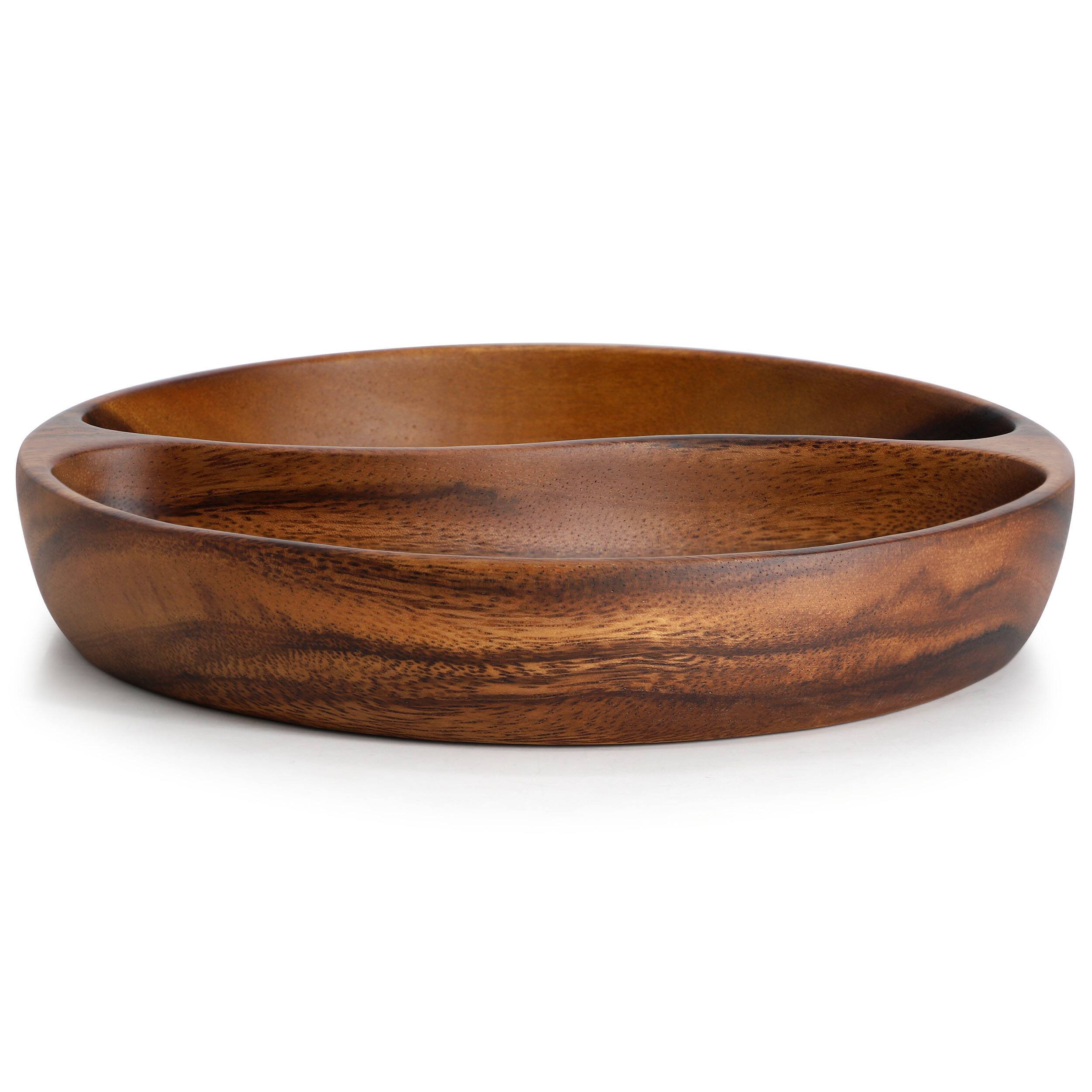Alt View 3. MegaChef - MegaChef 10 Inch Acacia Wood Divided Serving Bowl in Dark Brown - Brown.