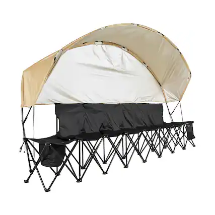 Front. VEVOR - Portable Folding Bench, 6 Seat Soccer Bench with Storage Pockets Cup Holders & Carrying Bag,Lightweight Sideline Seating - Black,Brown.
