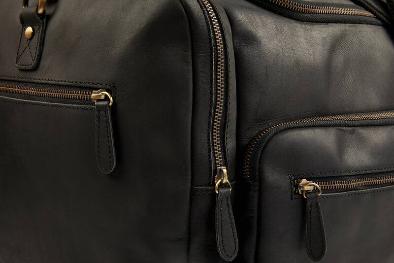 Alt View 5. Luxorro - Leather Duffel Bag For men. 30 Inch - Black.