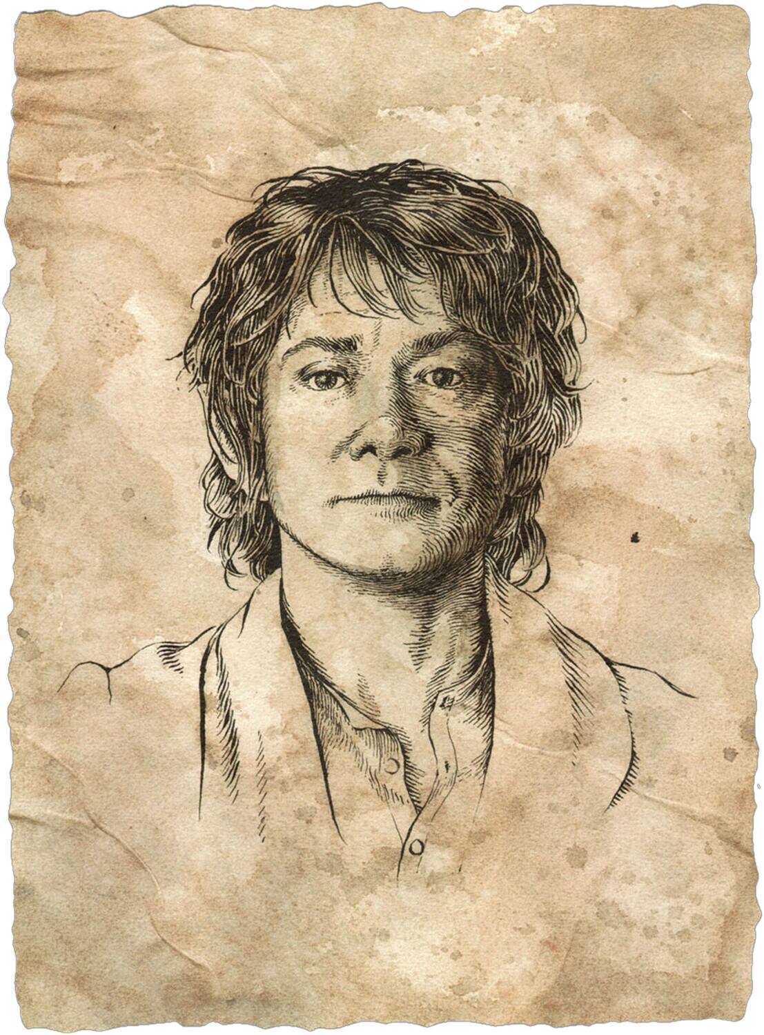 Alt View 3. Weta Workshop - WETA Workshop - The Hobbit Trilogy - Bilbo Portrait Art Print - Multicolor.