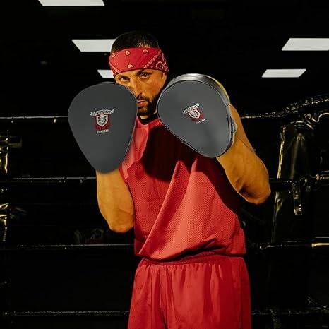 Back. Amber Sporting Goods - Ultimate Performance Boxing Punch Mitts – Durable, Shock-Absorbing, Comfortable & Secure Grip - Black/Yellow.