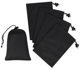 Vulpecula Spade - Drawstring Bag - UltraLight Nylon Cinch and Ditty Pouch Multi-Use (5 pack, 5 x 7 inch) - Black