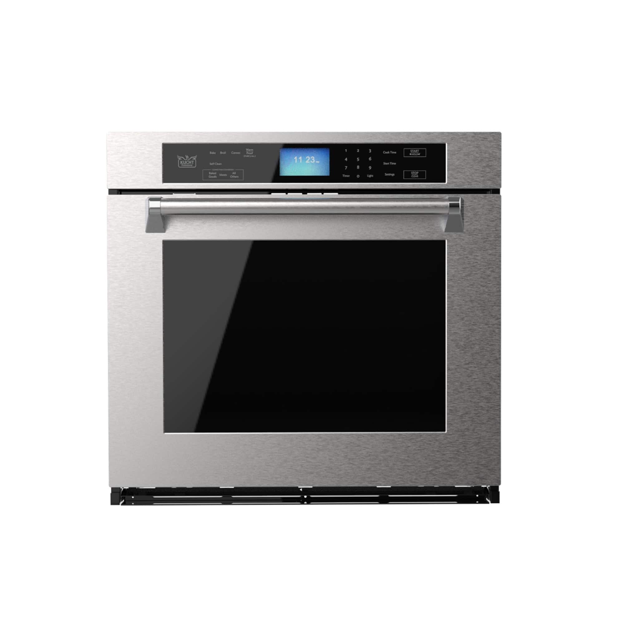 Kucht - 30 in. 5 cu. ft. Single Electric Wall Oven with True Convection and Self-Cleaning - Stainless Steel