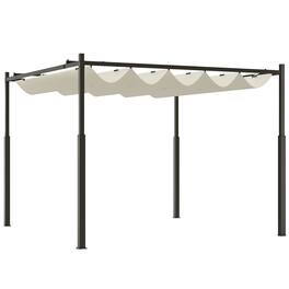 Outsunny - 10' x 10' Retractable Pergola Canopy with Magnetic Fixture, UPF30+ Outdoor Patio Sun Shade Shelter - Cream White