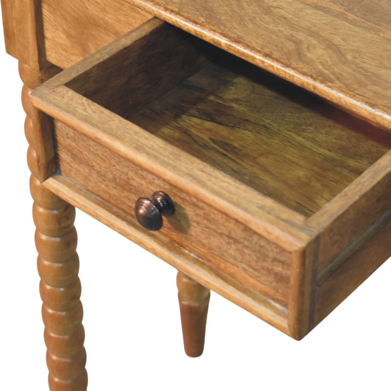 Alt View 3. Artisan Furniture - Artisan Furniture Solid Wood Amber Oak Spindle Console Table, 1 Drawer, Brown - Brown.