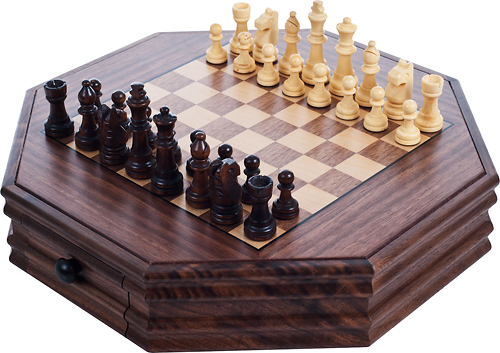 Angle View: Trademark Games - Elegant Inlaid Wood Chess Cabinet w/ Staunton Wood Chessmen
