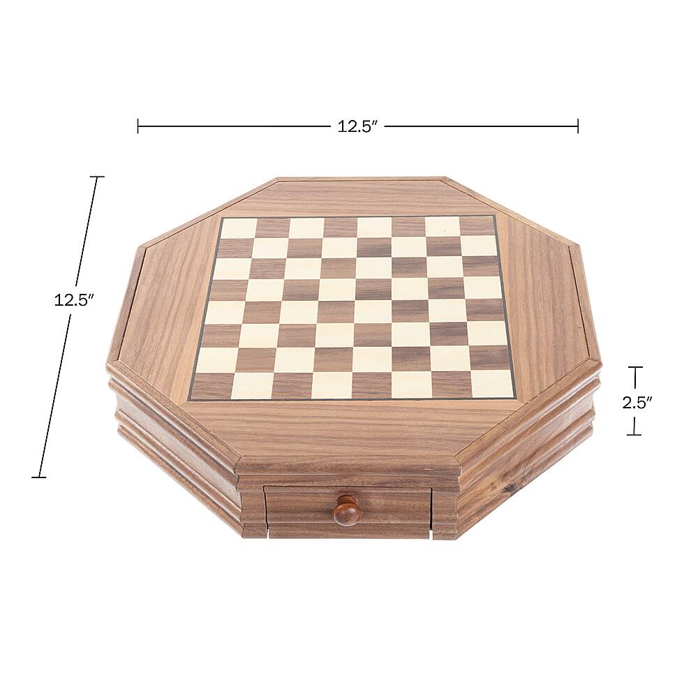 Best Buy: Trademark Games Octagonal Chess Set Wooden Chessboard with 2  Storage Drawers and Carved Staunton Pieces Classic Board Game Light and  Dark Wood 12-120801