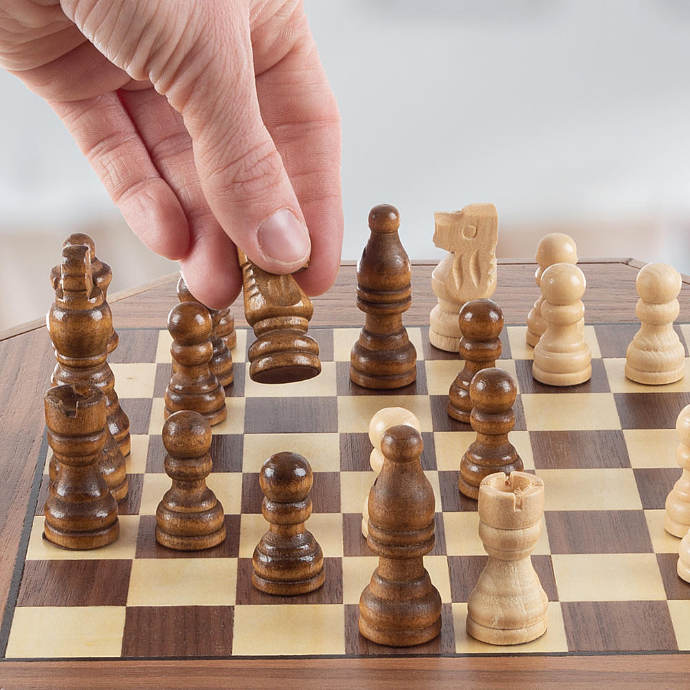 Best Buy: Trademark Games Octagonal Chess Set Wooden Chessboard