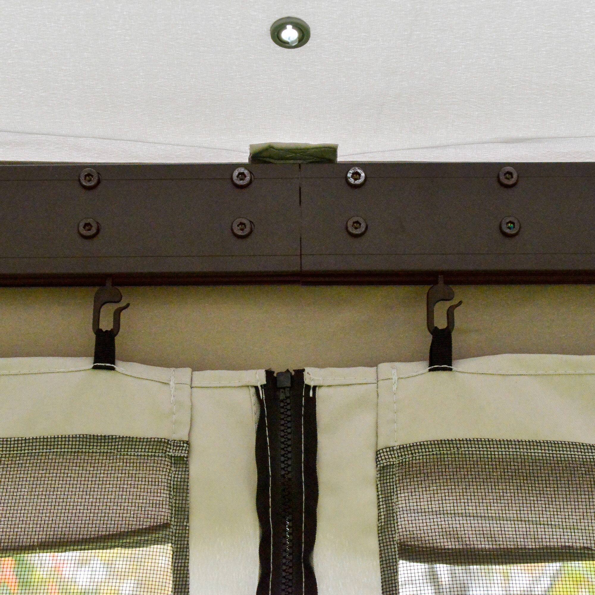 Alt View 8. Outsunny - Patio Gazebo, Aluminum Frame Double Roof Outdoor Gazebo Canopy Shelter with Netting & Curtains - Light Gray.