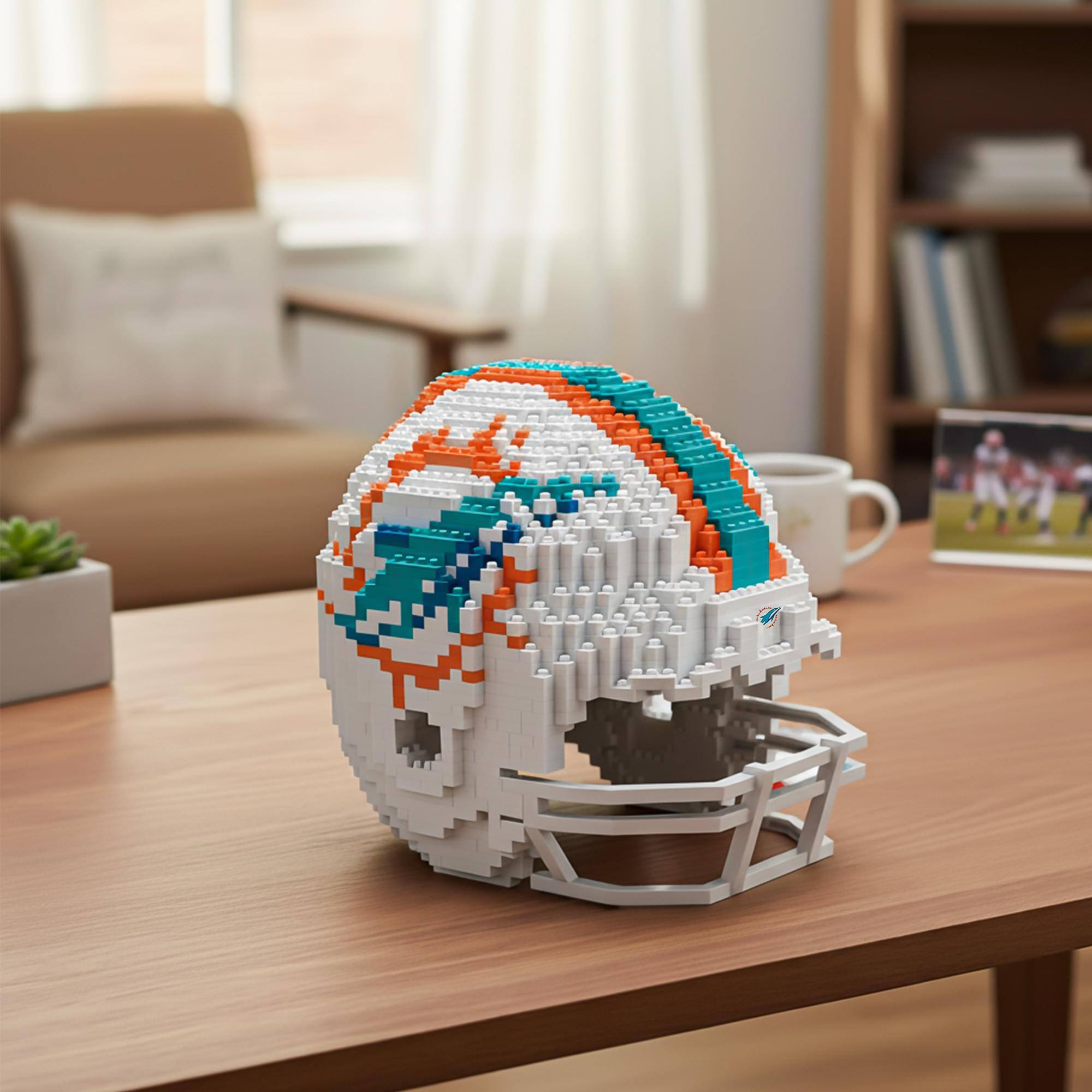 Alt View 5. Forever Collectibles - Miami Dolphins NFL FOCO BRXLZ Helmet Building Block Set - White.