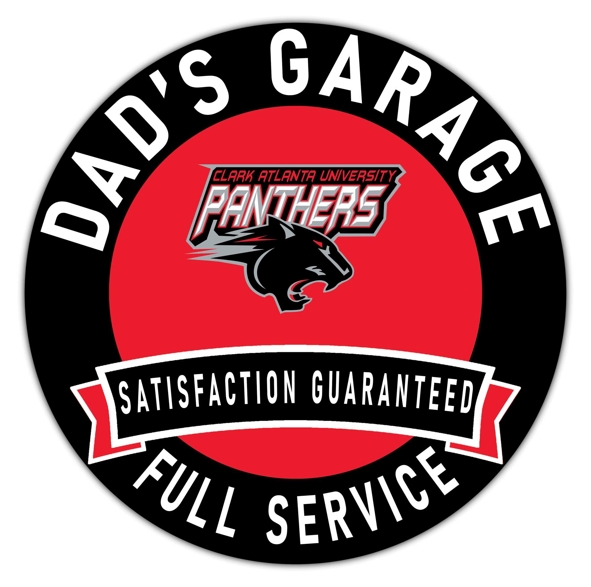 Clark Atlanta University Panthers 16" x 16" Dad's Garage Wood Sign