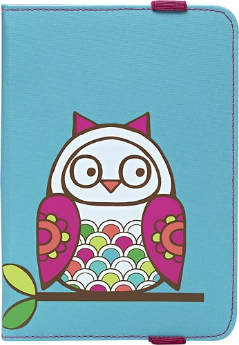Front. Studio C - Owl Betcha Case for Most Tablets Up to 8" - Turquoise/Pink/Green.