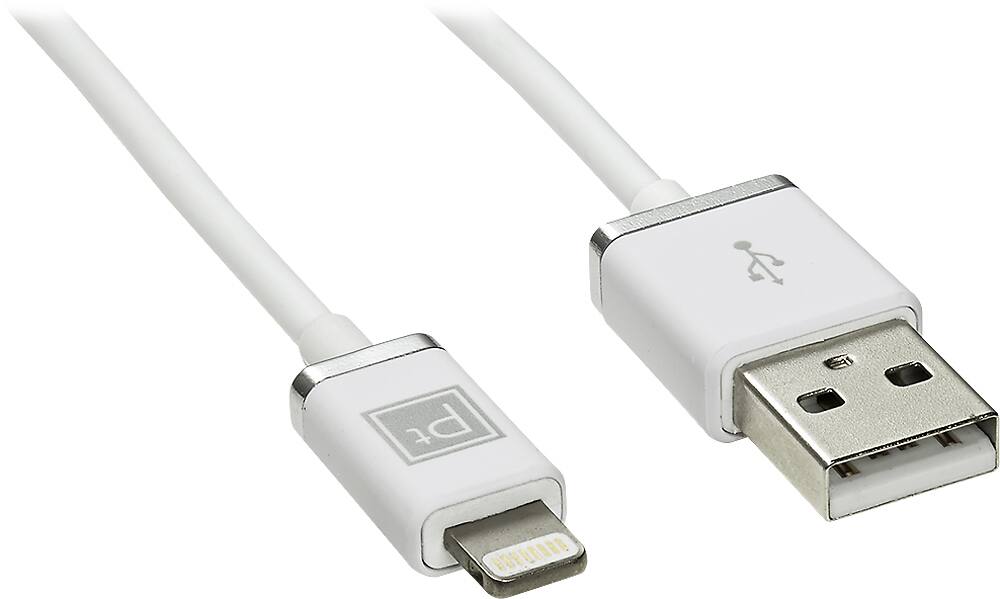 Front. Platinum™ - 4' Lighting Charge-and-Sync Cable - White/Chrome.