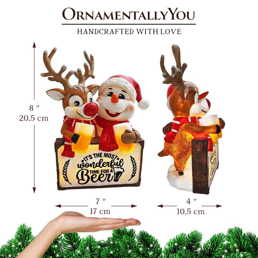 ORNAMENTALLY YOU  
HANDCRAFTED WITH LOVE  

8" 20.5 cm  
7" 17 cm  
4" 10.5 cm  

IT'S THE MOST WONDERFUL TIME FOR A Beer