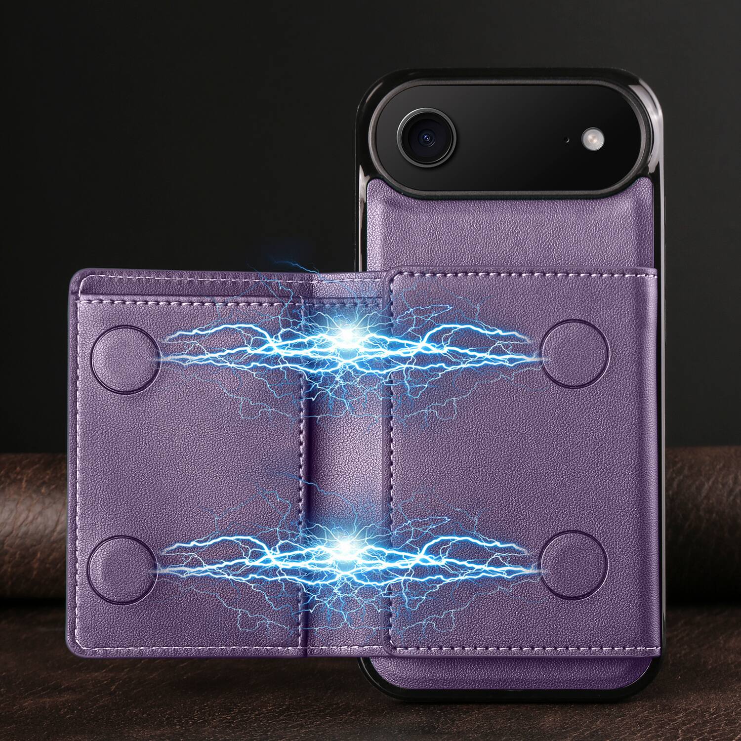 Alt View 1. Dteck - 2-in-1 Magnetic Detachable Wallet Case for Apple iPhone Air, PU Leather Shockproof Cover with Kickstand - Purple.