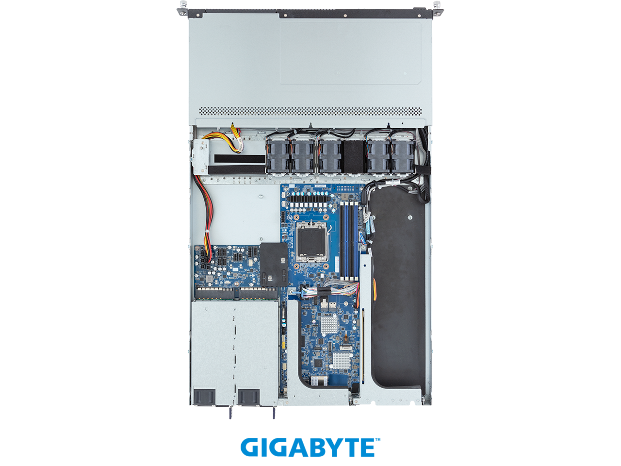 Alt View 3. GIGABYTE - GIGABYTE |R133-C13-AAB1 Rack Server - AMD EPYC™ 4005/4004 & Ryzen™ 9000/7000 - 1U UP 1 x PCIe Gen5 GPU Platinum.