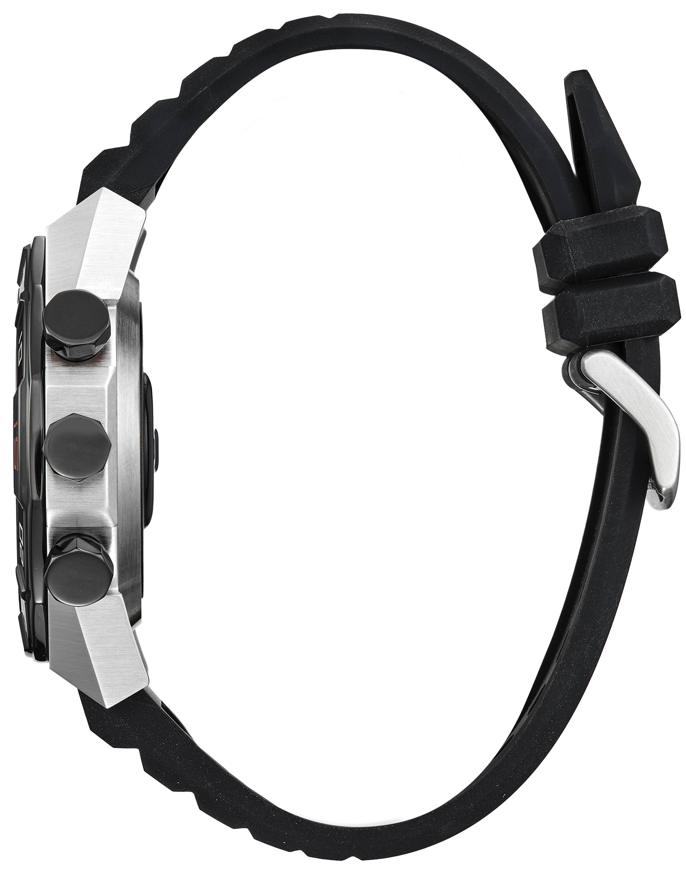 Angle. Citizen - CZ Smart 44mm Unisex Stainless Hybrid Sport Smartwatch with Silicone Strap - Silver.