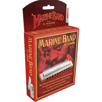 **Marine Band No 1896**
**Made by M. Hohner, Germany**
**Over 100 years of harmonica tradition and German craftsmanship**
**The standard by which all other harmonicas are judged**
**#1 choice of professionals worldwide**
**Sealed wood comb to prevent shrinking and swelling**
**Hohner**