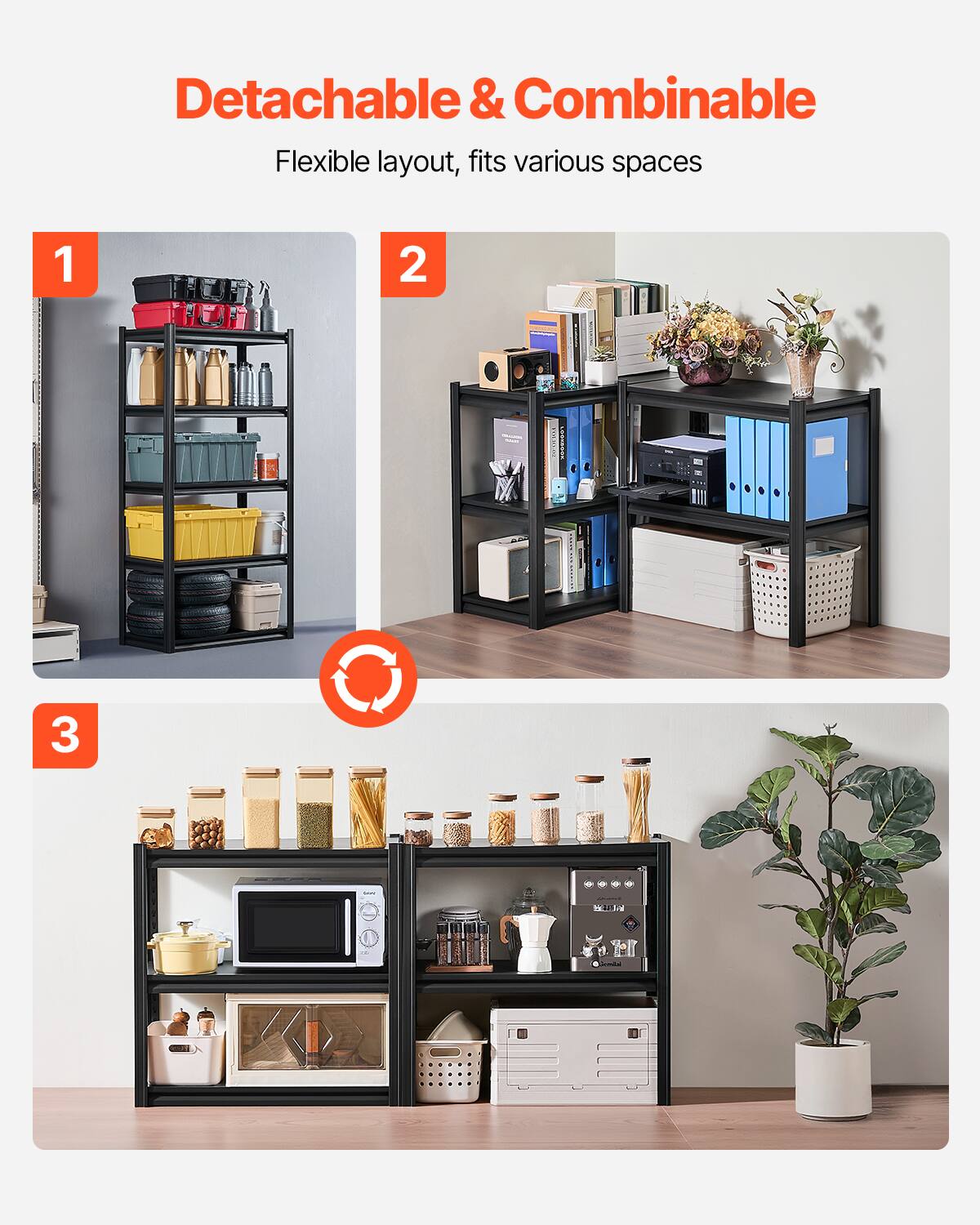 Detachable & Combinable, Flexible layout, fits various spaces, 1, 2, 3, Tida, 1, Y