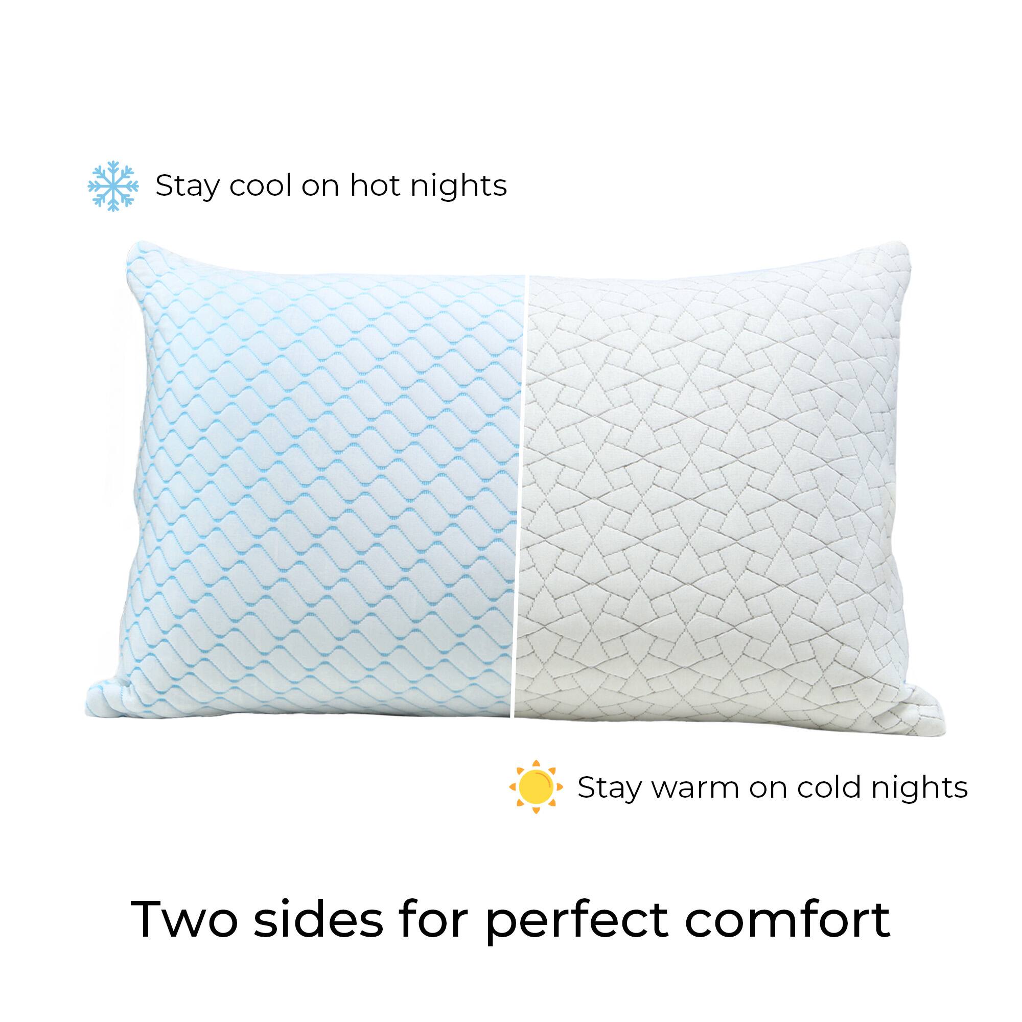 Two sides for perfect comfort. Stay cool on hot nights. Stay warm on cold nights.