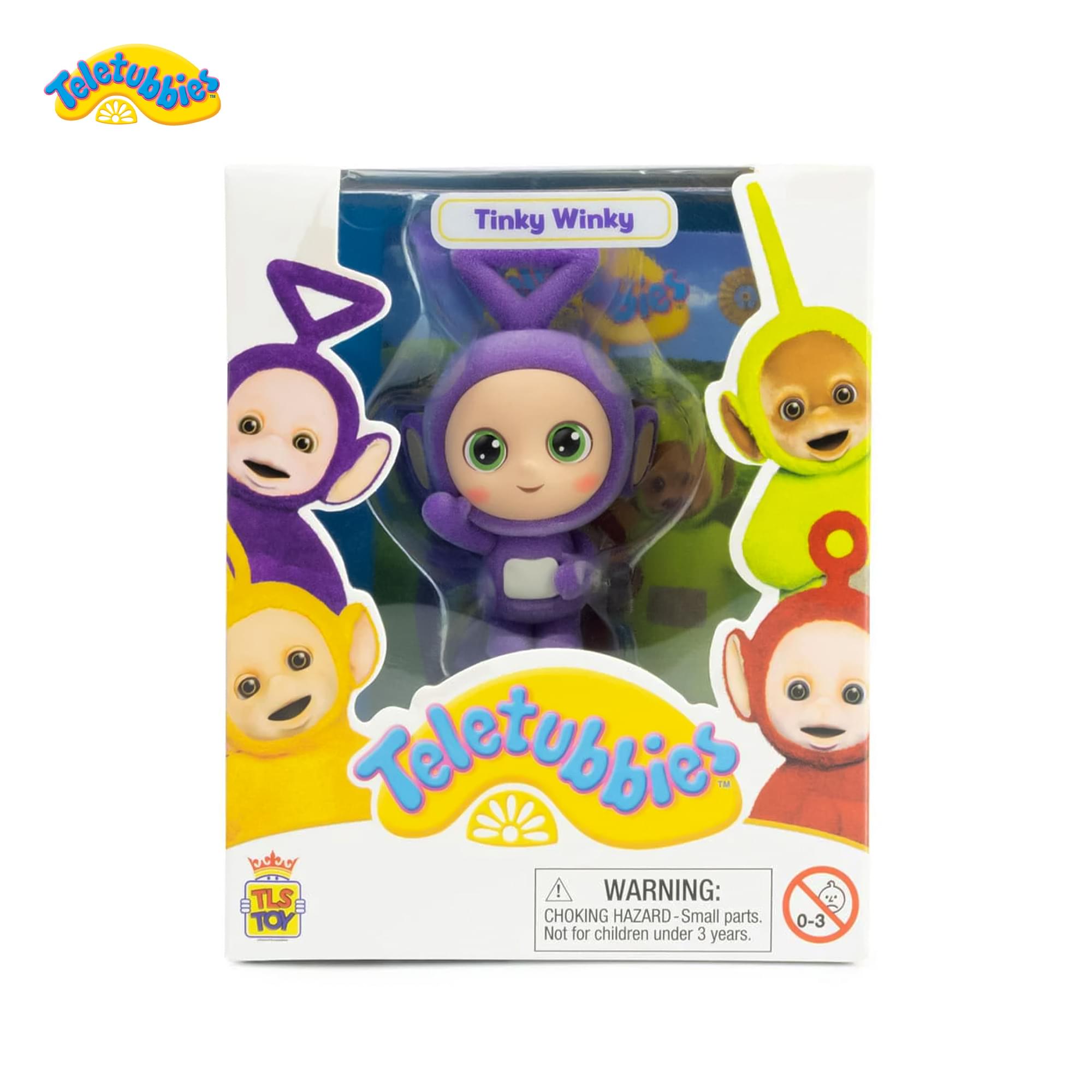 Teletubbies Tinky Winky Bies Teletubbies oy TLS ! WARNING: TOY CHOKING HAZARD-Small parts. 0-3 Not for children under 3 years.