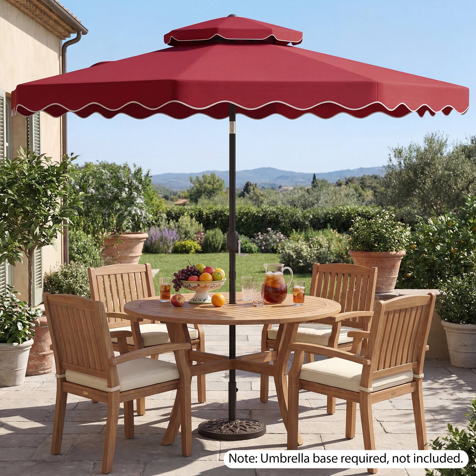 Note: Umbrella base required, not included.