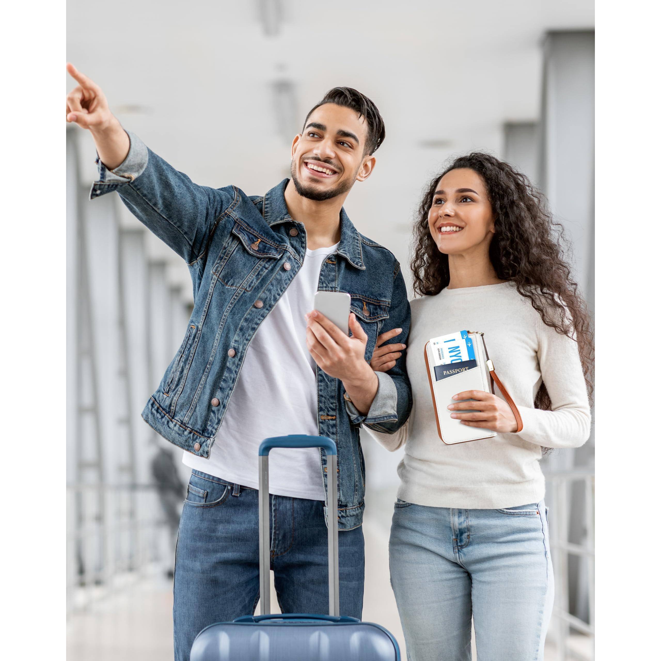 Alt View 4. Jadie Link - Large Travel Wallet Women Rfid Zipper Airtag Slot Passport Holder Clutch Wristlet Smart, Stylish, DurableThis leather - Brown.