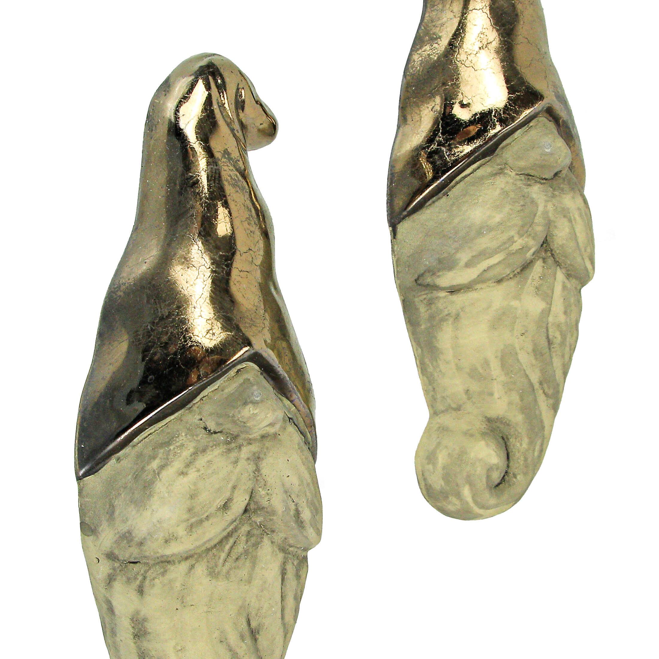 Alt View 1. Allstate Floral - Metallic Bronze and Beige Resin Nisse Gnome Head Wall Hangings Set of 2 - Gold.