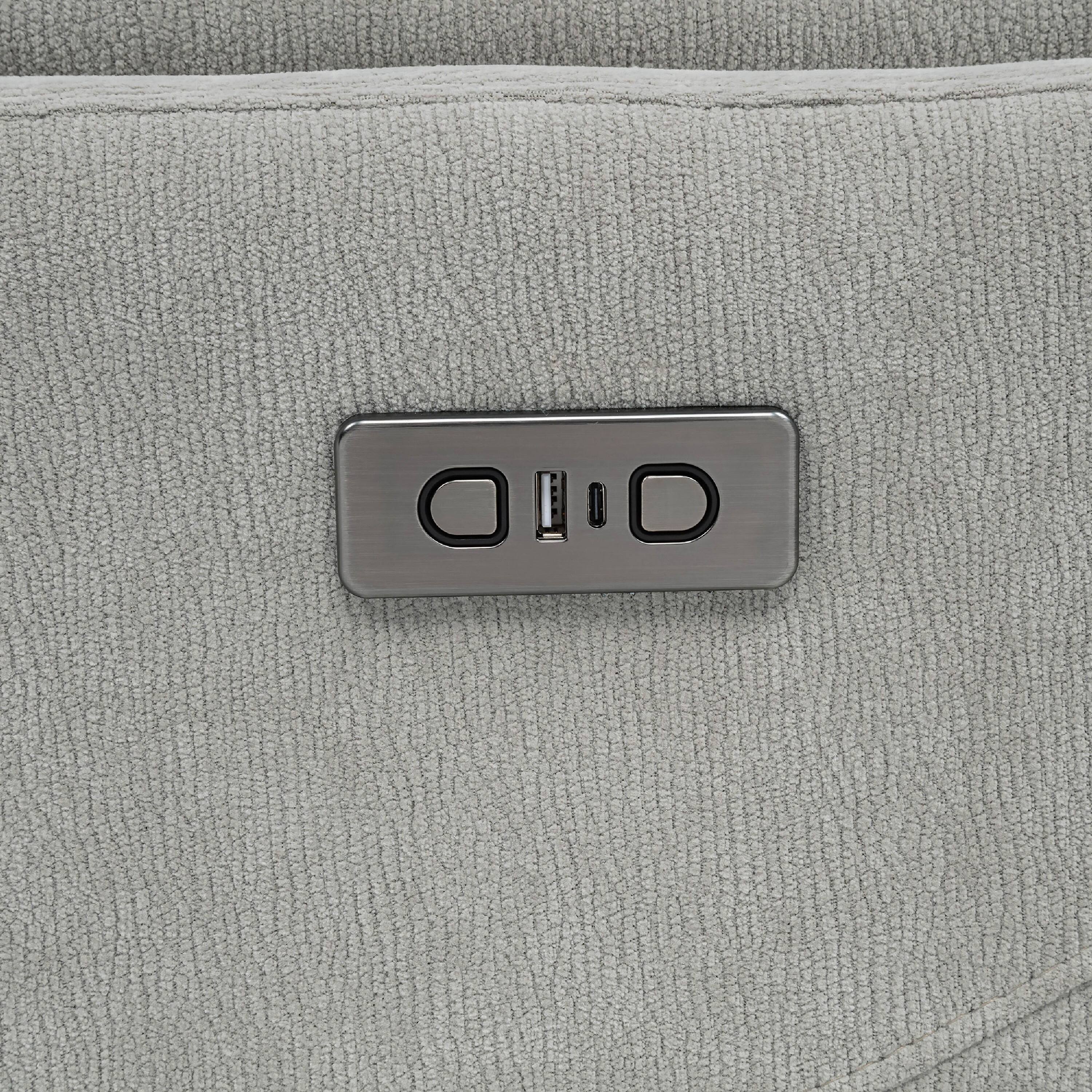 Alt View 2. Manhattan Lane - Asley Swivel Power Glider Recliner Chair with USB Ports, Ivory Fabric - Ivory, Black.