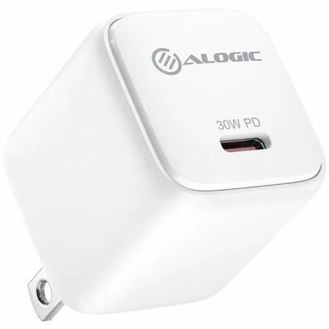 Alogic - 30W Rapid Power Mini GaN Charger - 30 W - 120 V AC, 230 V AC Input - 5 V DC, 9 V DC, 12 V DC Output - 3 A - Black