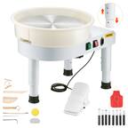 Front. VEVOR - Pottery Wheel, 14 in Ceramic Wheel Forming Machine, 60-300 RPM Speed Adjustable Foot Pedal, Adjustable Lift Leg - White.