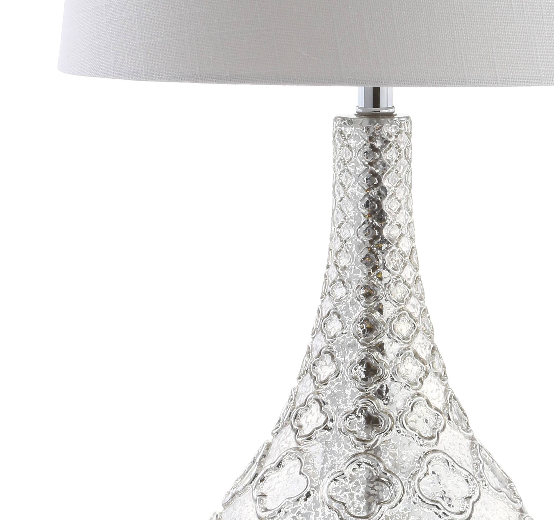 Alt View 6. Jonathan Y - Darren 25.5" Glass LED Table Lamp, Mercury Silver (Set of 2) - Mercury Silver.