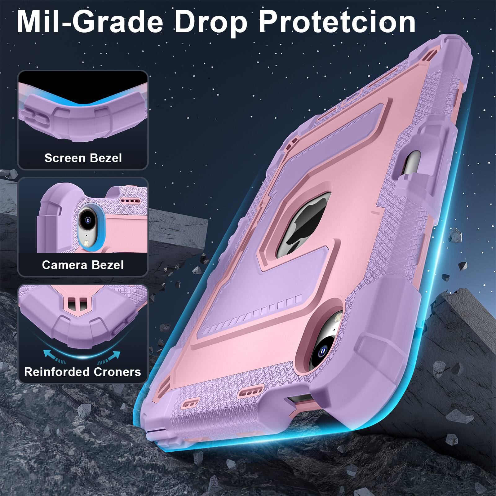 Mil-Grade Drop Protection

- Screen Bezel
- Camera Bezel
- Reinforced Corners