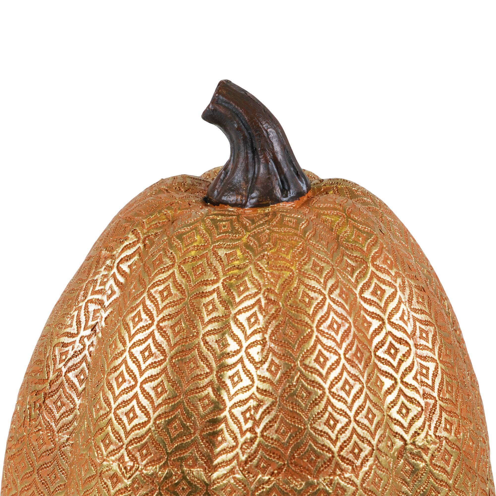 Alt View 5. Northlight - Embossed Ogee Fall Harvest Pumpkin Decoration - 9.75" - Orange.