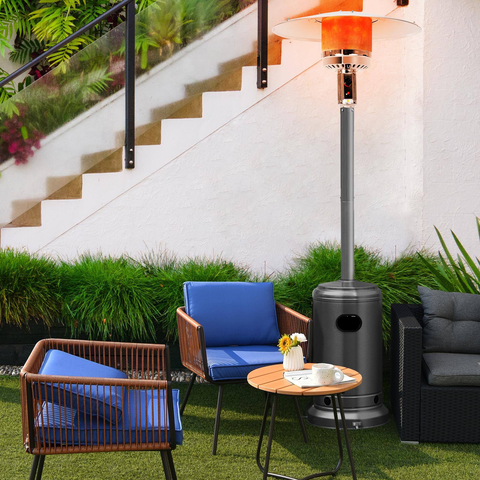 Alt View 3. Costway - Costway 48000 BTU Propane Patio Heater Standing Steel with Wheels - Gray.