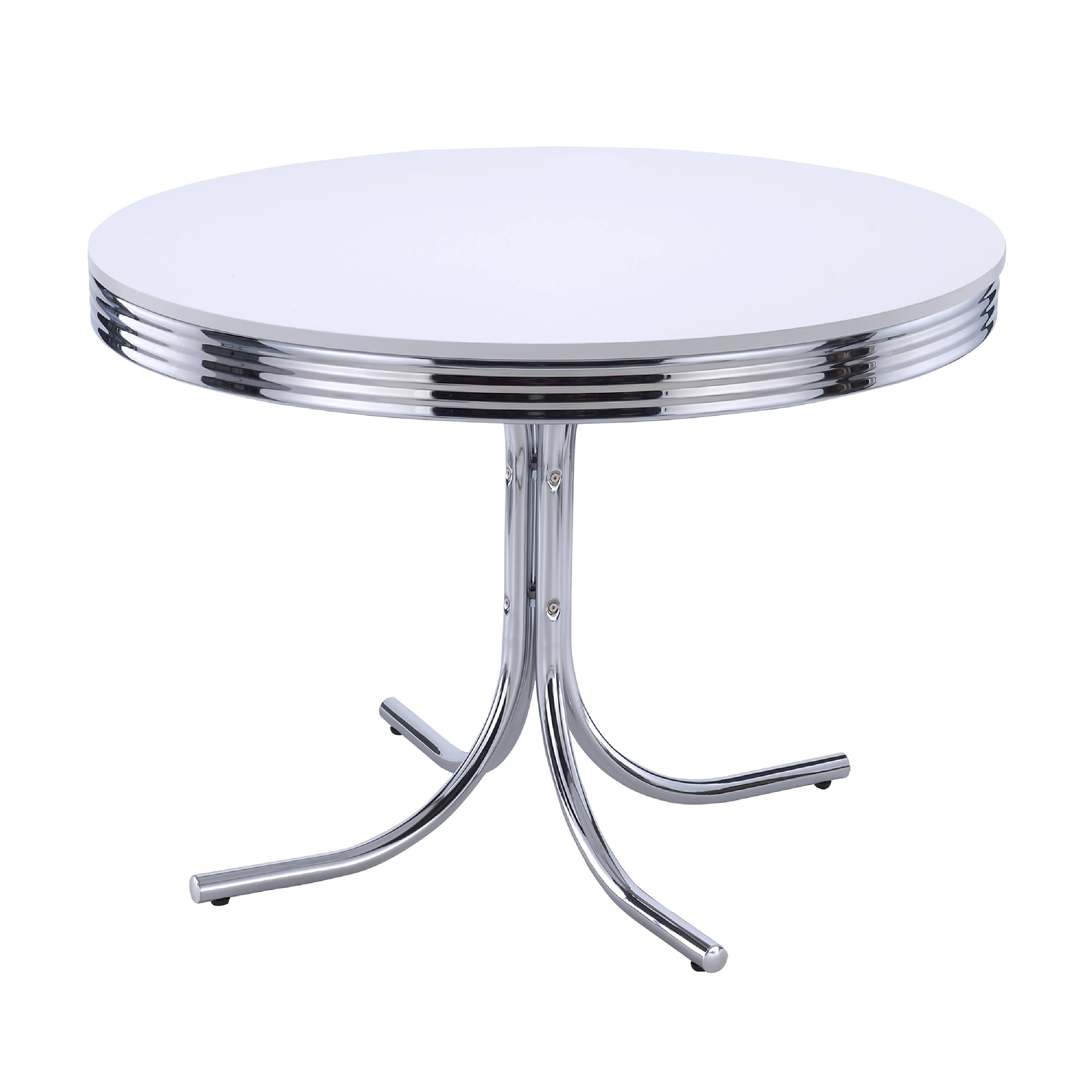 Alt View 1. Manhattan Lane - Loy 5pc Dining Table and Chair Set, Red Faux Leather - White, Red, Silver.