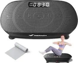 MERACH - Vibration Plate Exercise Machine, Whole Body Workout Equipment for Women, Bluetooth and Silicone Pedal - Black