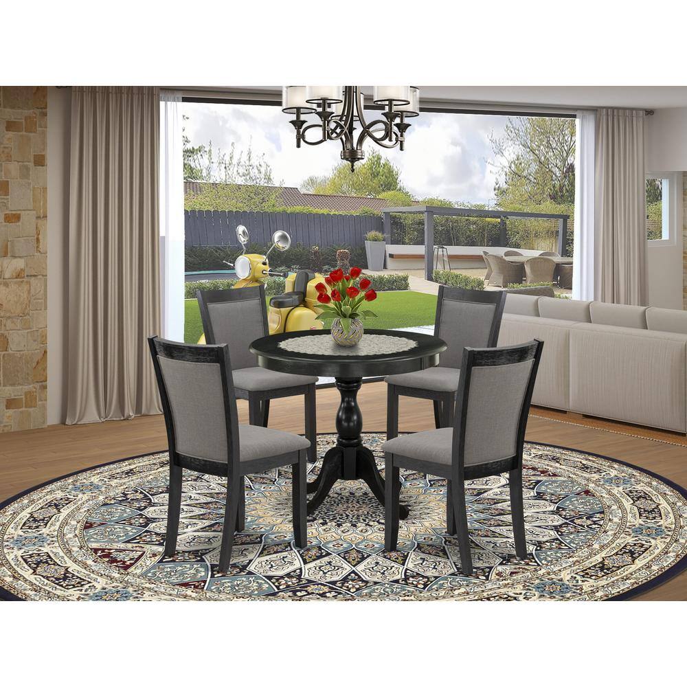 Angle. East West Furniture - East West Furniture 5-Piece Dining Room Table Set Contains a Modern Dining Room Table and 4 Baby Blue Linen Fabric - Multi-Color.
