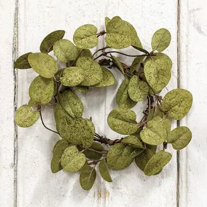 Front. BreeBe - Penny Leaf Candle Ring Dark Green 3.5" - Green.
