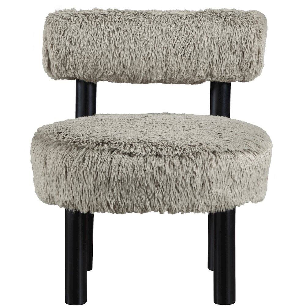 Alt View 1. Meridian Furniture - Ambre Taupe Vegan Shearling Fabric Upholstered Accent Chair - Black.