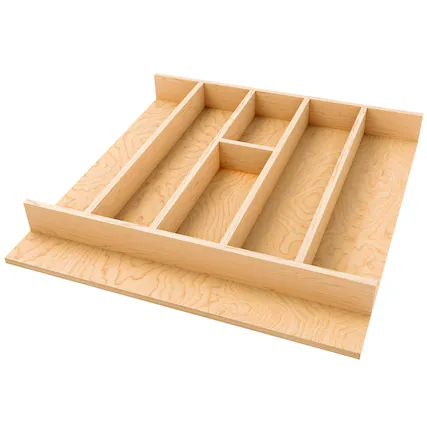 Front. Rev-A-Shelf - Rev-A-Shelf Natural Maple Right Size Utensil Drawer Insert, 19-1/4" x 19-1/2" - Light Brown.