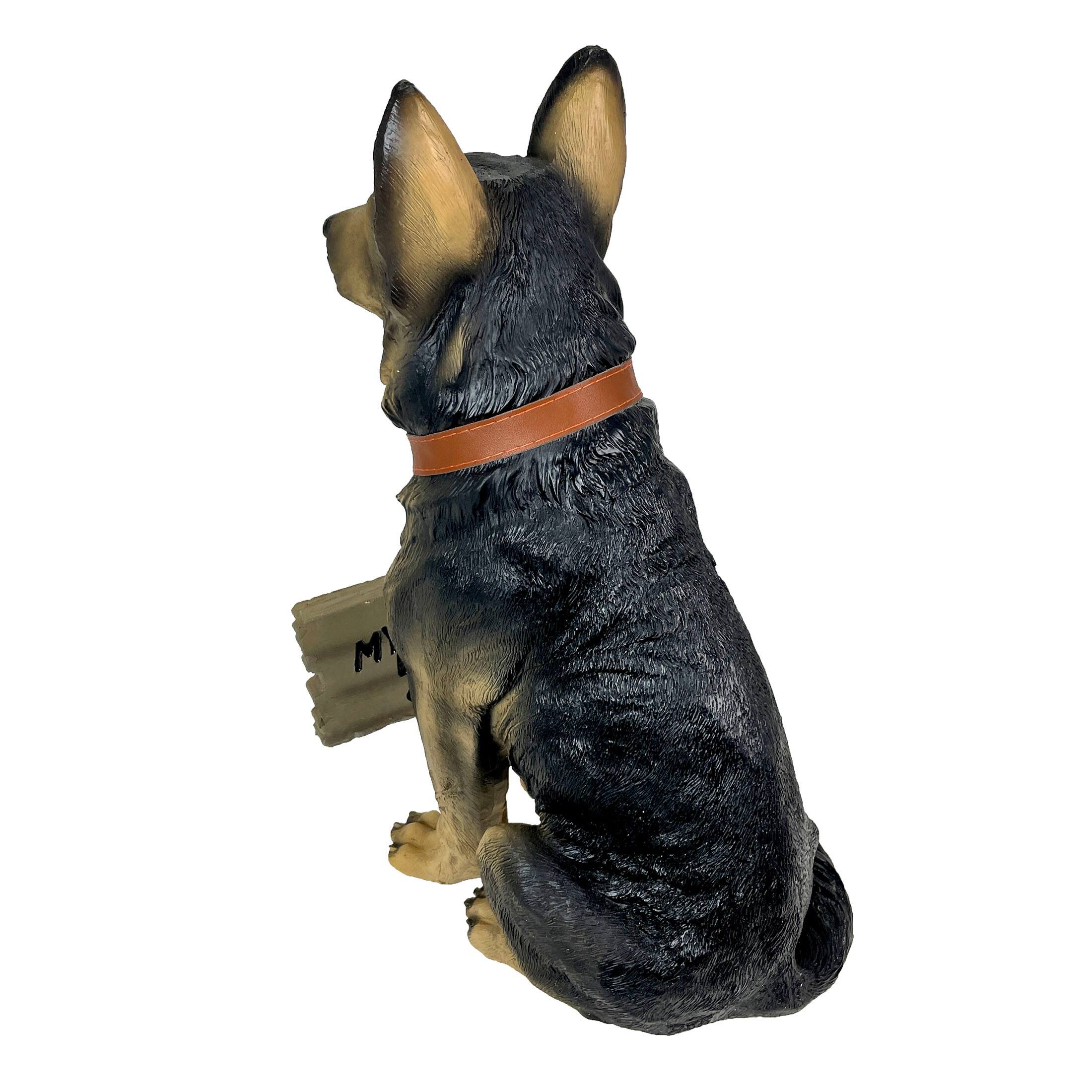 Alt View 8. Zeckos - I Don't Dial 911 German Shepherd Guard Dog Warning Statue - Brown.
